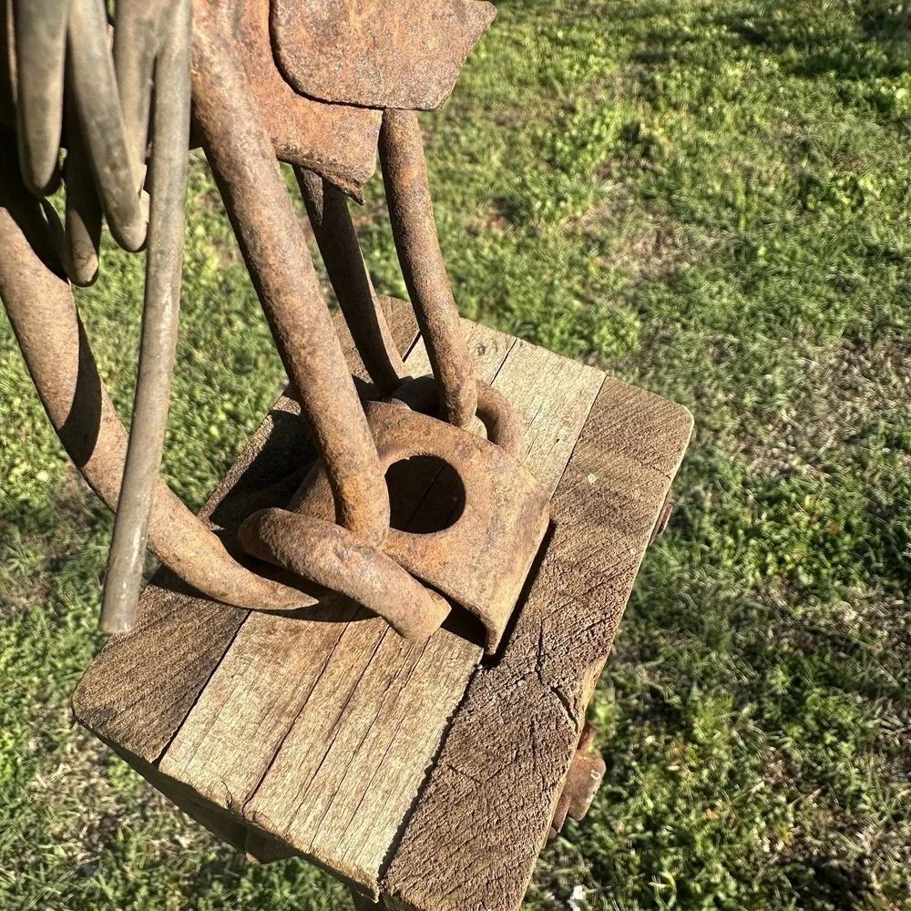Antique Block and Tackle Barn / Maritime Pulley Hay Loft Wooden Iron Rustic 6.5